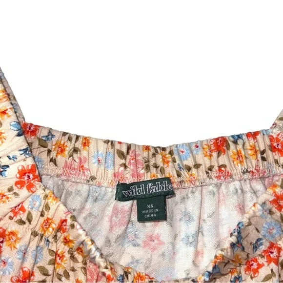 Wild Fable Floral Yellow Short Sleeve Off the Shoulder Dress Womens XS - Picture 5 of 6